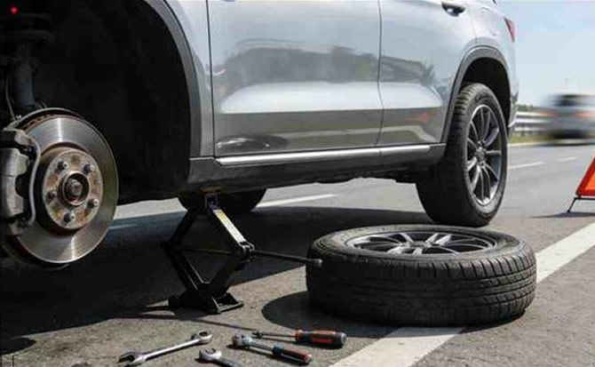 班戈汽车流动补胎案例
